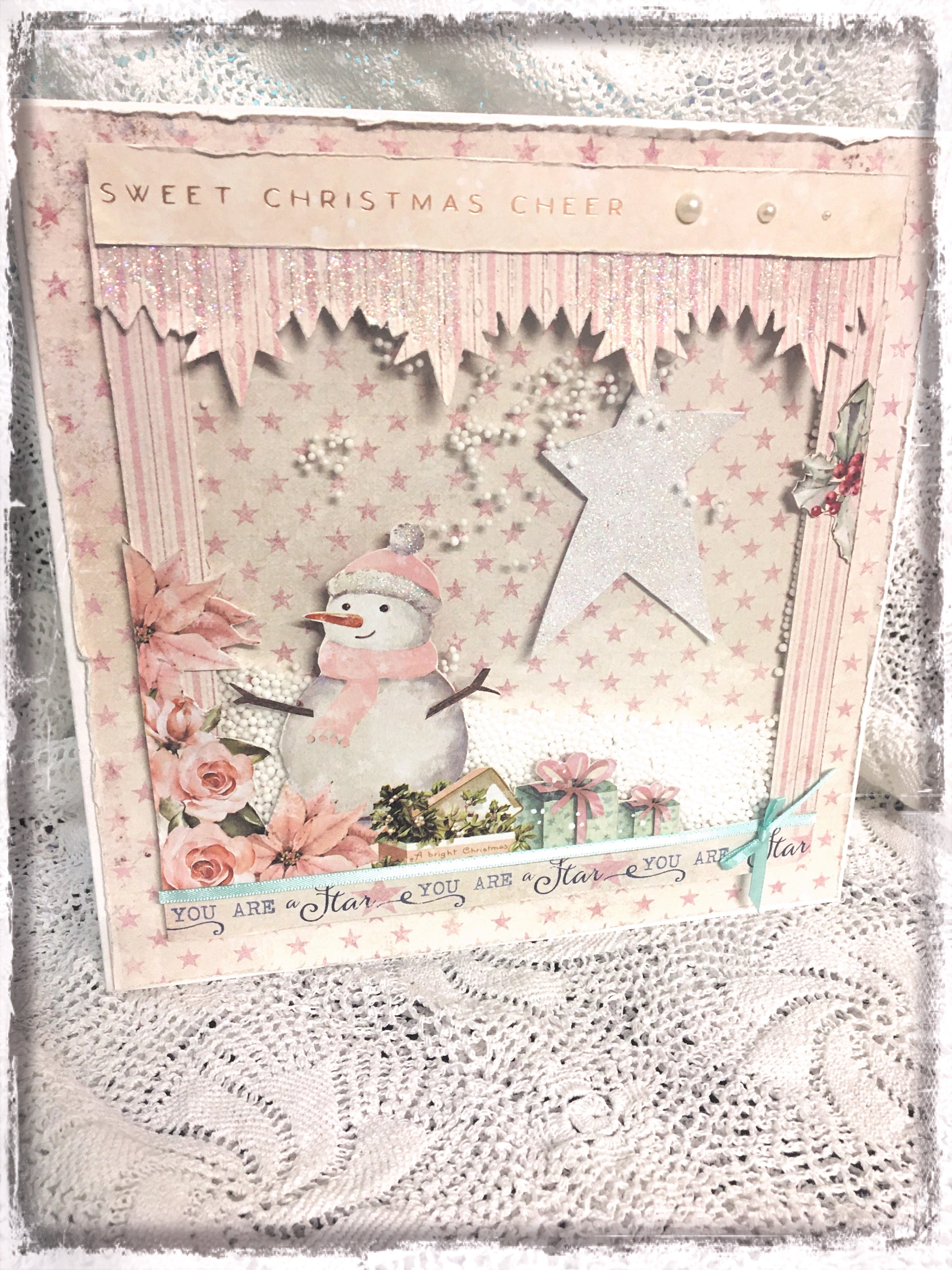 Snowman Shaker Card by LOUISE CROSBIE