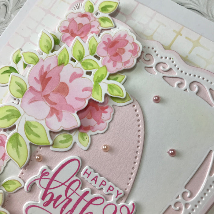 Pretty in “Pinkfresh” card: by Sue Crease