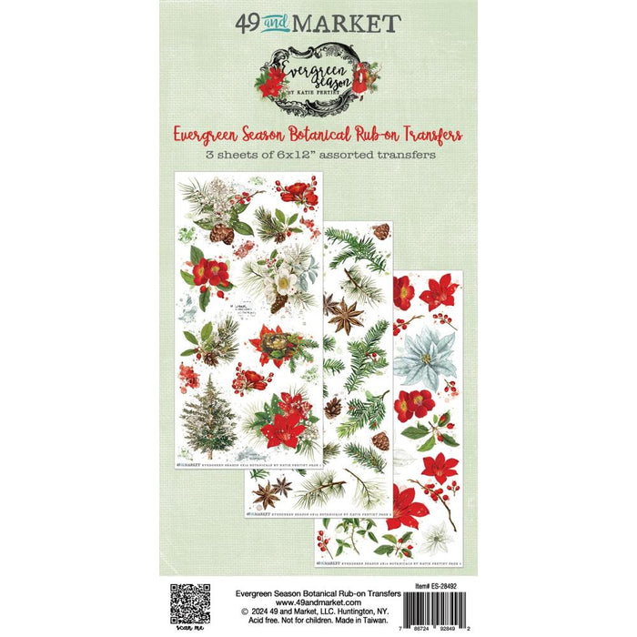 Evergreen Season Botanical Rub-On Transfers