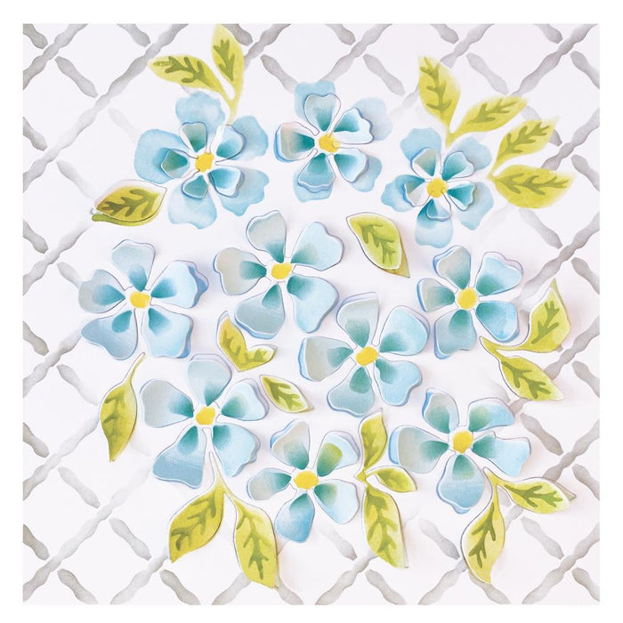 Sizzix Layered Stencils - Watercolor Flowers & Lattice