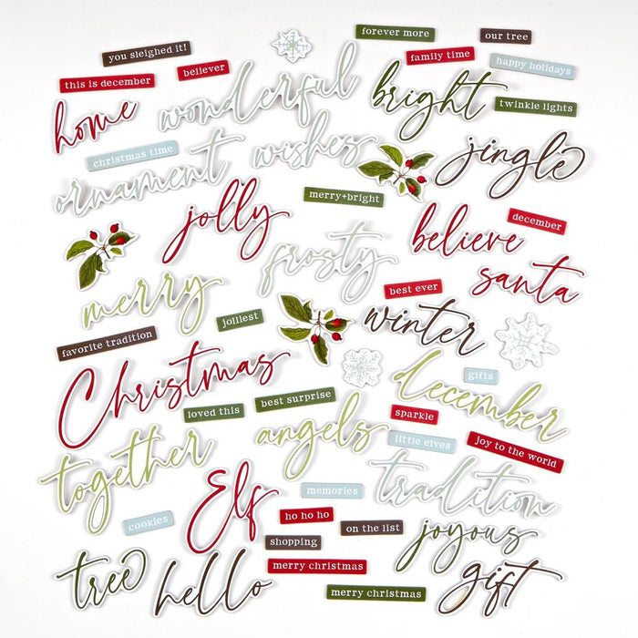 Evergreen Season Chipboard Words